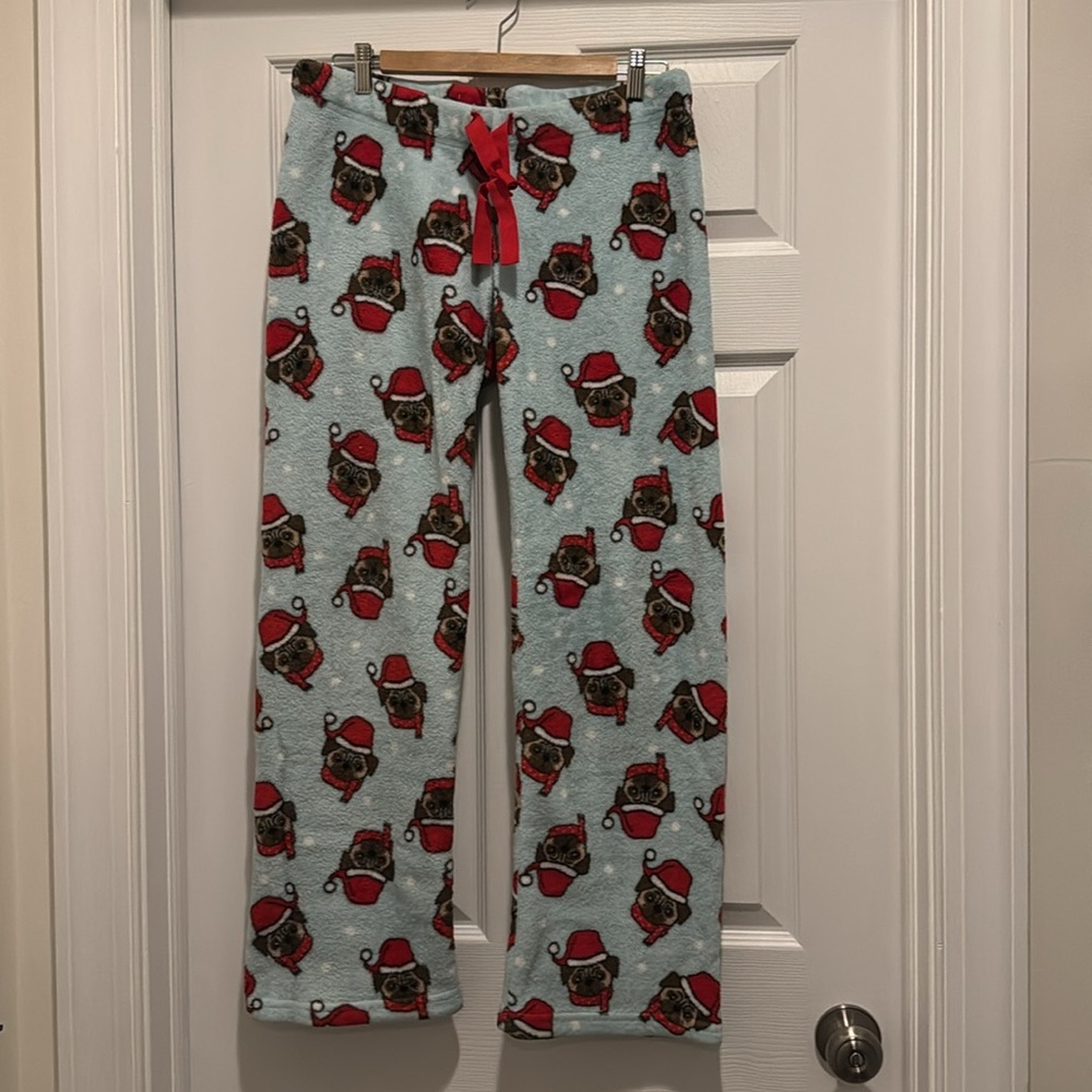 Cute pug cozy fleece pj pants